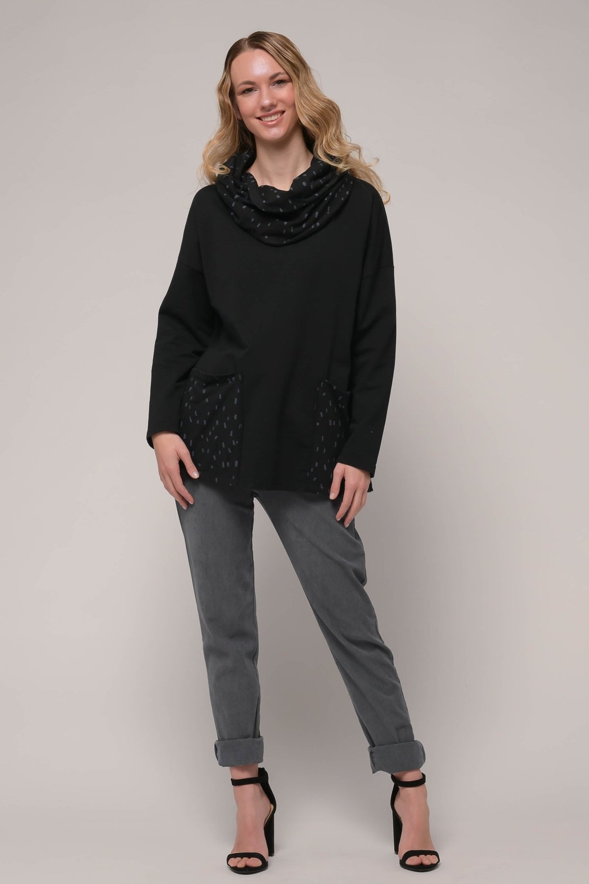 Euro French Terry Cowl Top - Linen Luv
